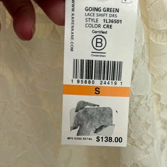 New Karen Kane Elegant Cream Lace Shift Dress - Picture 10 of 13